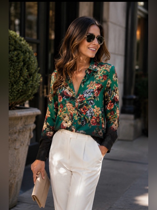 Alice + Olivia Tops - ALICE + OLIVIA Silk Eloise Floral Button-Down Blouse Size Small